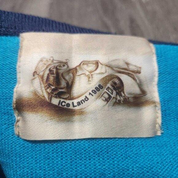 Vintage 80s Icelandic blue wool isle print knit sweater ✦ Holidays sweater ✦ - Picture 8 of 15